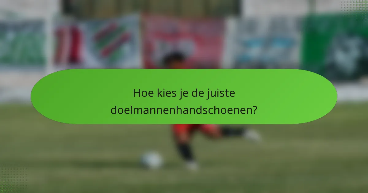 Hoe kies je de juiste doelmannenhandschoenen?